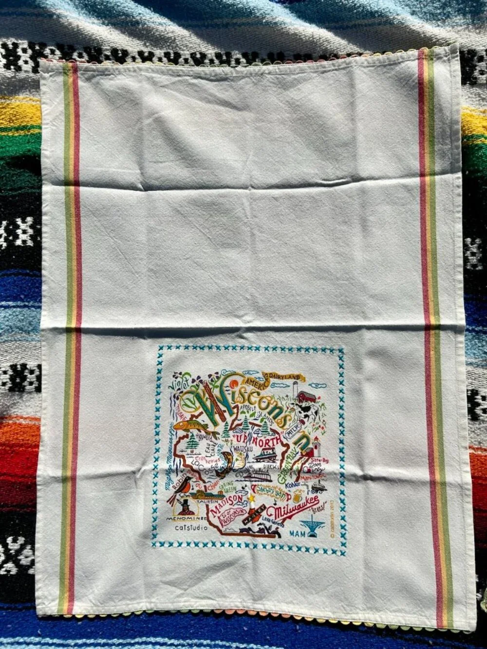 Catstudio Kitchen Towel with Wisconsin Cities and Landmarks